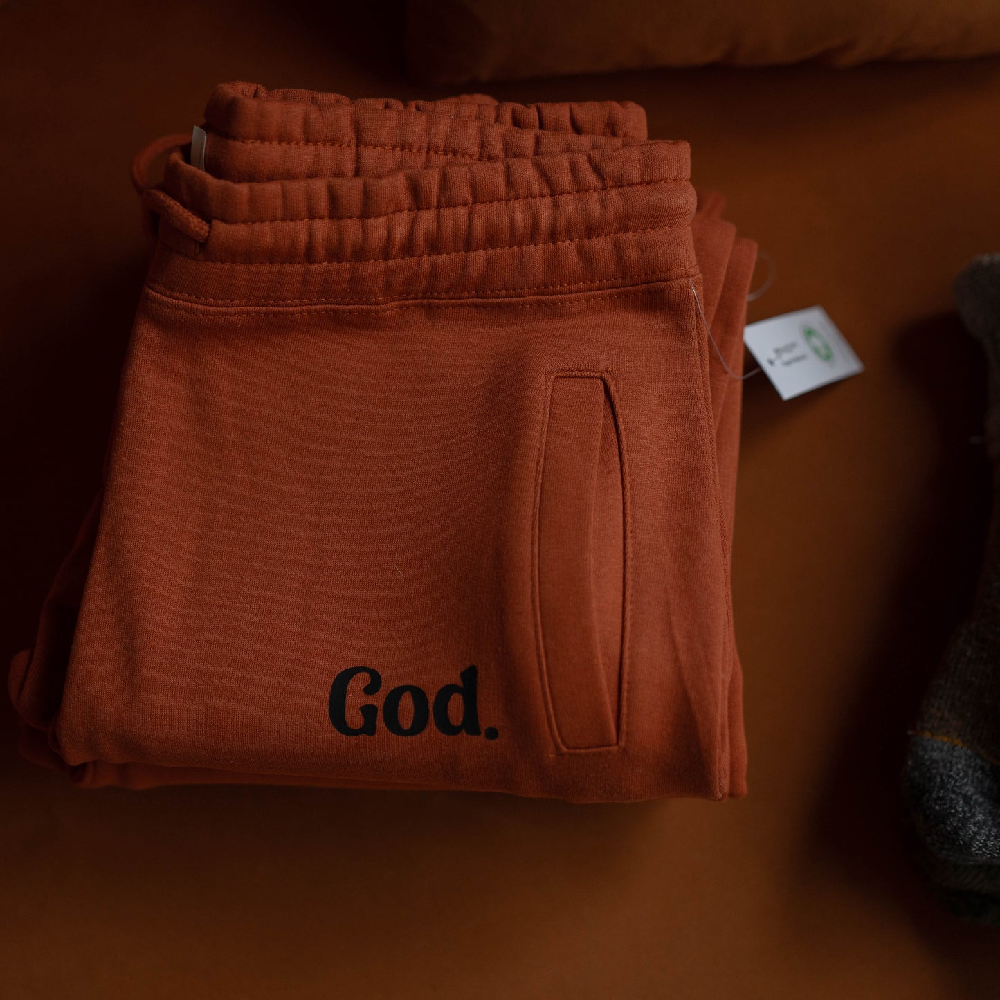 God is here Burnt Orange Sweatpants